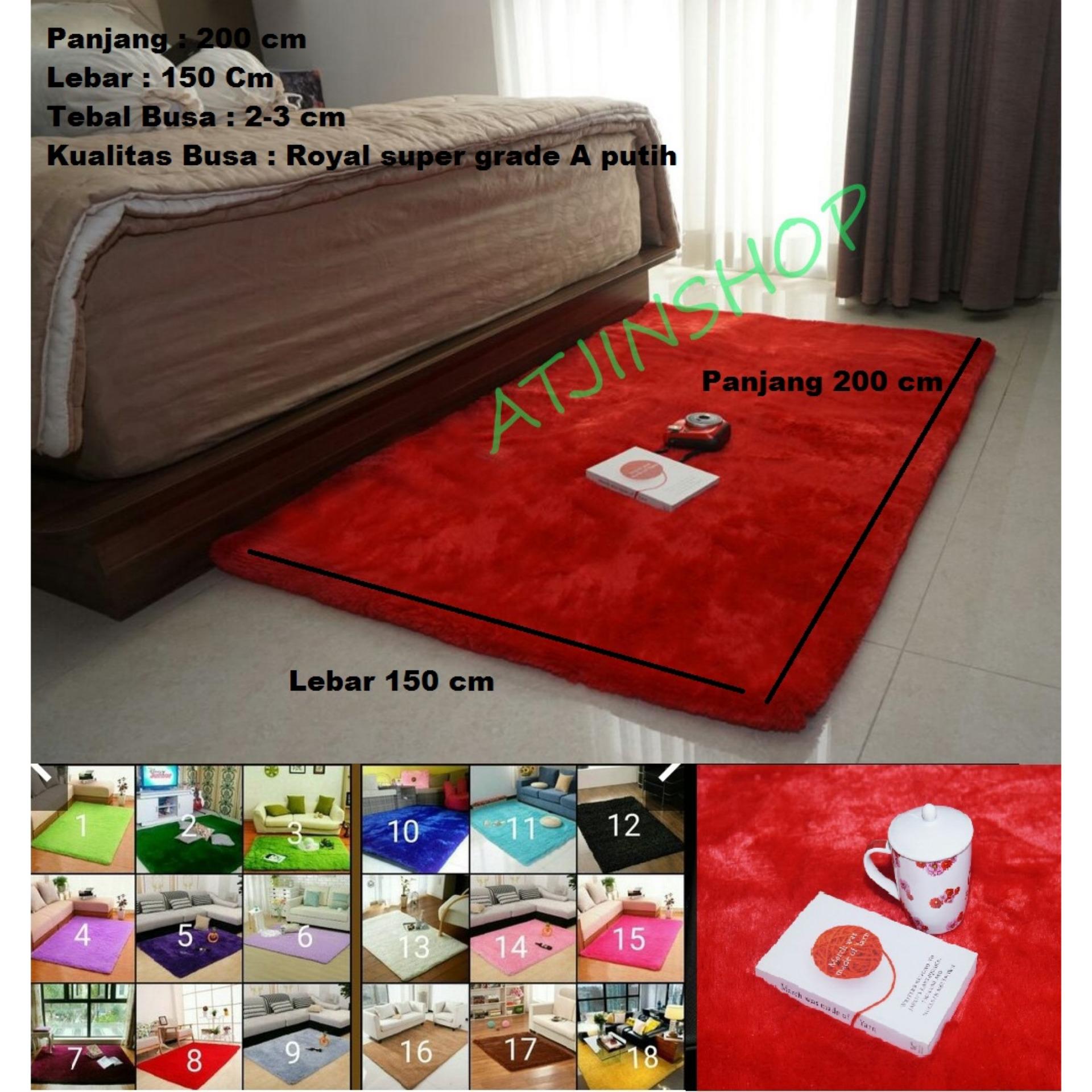 40 x 60 cm / karpet bulu / doormat chenille blue. Source .